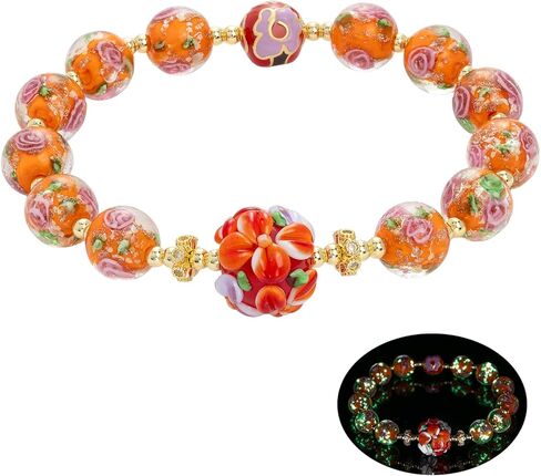 Glow in The Dark Beaded Bracelets - Firefly Beads Stretch Bracelet for Women Girls - Murano Glass Jewelry Friendship Bracelets Teacher Appreciation Gifts in Saudi Arabia