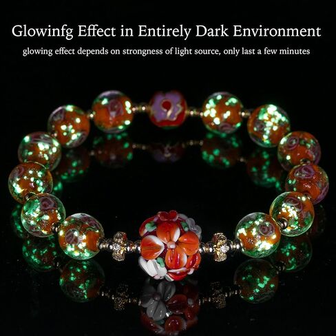 Glow in The Dark Beaded Bracelets - Firefly Beads Stretch Bracelet for Women Girls - Murano Glass Jewelry Friendship Bracelets Teacher Appreciation Gifts in Saudi Arabia