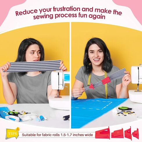 2 Set Fabric Tube Maker for Fabric Roll Rugs, Fabric Roll Tube Maker for Rugs, Bias Tape Maker Suitable for Fabric DIY, Woven Fabric Sewing, Making Fabric Roll Rugs Easier and Faster 676226 in Kuwait