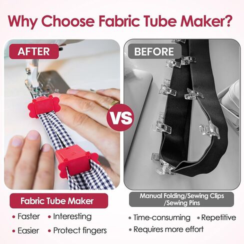2 Set Fabric Tube Maker for Fabric Roll Rugs, Fabric Roll Tube Maker for Rugs, Bias Tape Maker Suitable for Fabric DIY, Woven Fabric Sewing, Making Fabric Roll Rugs Easier and Faster 676226 in Kuwait