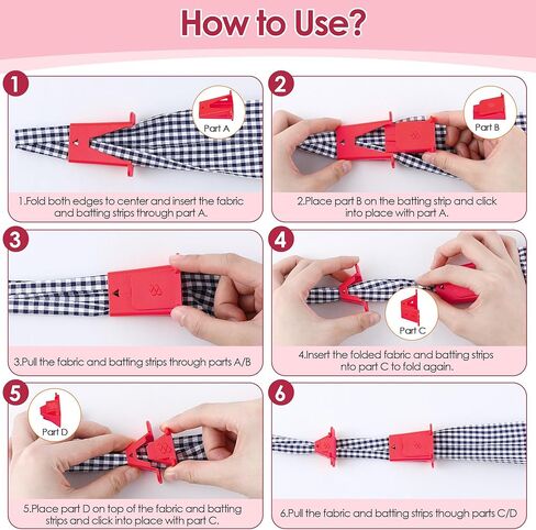 2 Set Fabric Tube Maker for Fabric Roll Rugs, Fabric Roll Tube Maker for Rugs, Bias Tape Maker Suitable for Fabric DIY, Woven Fabric Sewing, Making Fabric Roll Rugs Easier and Faster 676226 in Kuwait