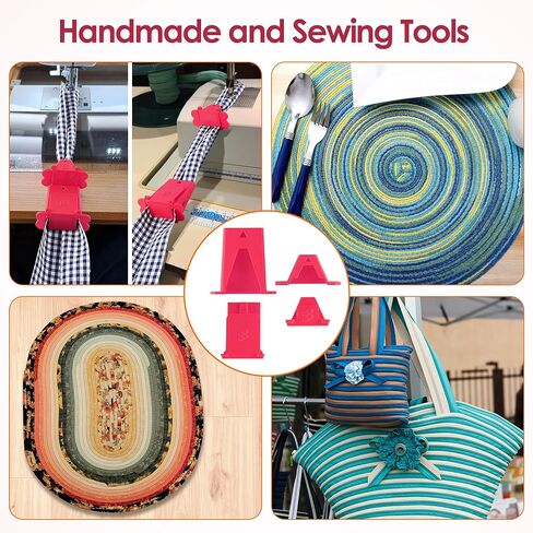 2 Set Fabric Tube Maker for Fabric Roll Rugs, Fabric Roll Tube Maker for Rugs, Bias Tape Maker Suitable for Fabric DIY, Woven Fabric Sewing, Making Fabric Roll Rugs Easier and Faster 676226 in Kuwait