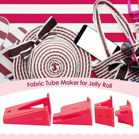 2 Set Fabric Tube Maker for Fabric Roll Rugs, Fabric Roll Tube Maker for Rugs, Bias Tape Maker Suitable for Fabric DIY, Woven Fabric Sewing, Making Fabric Roll Rugs Easier and Faster 676226 in Kuwait