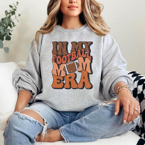 Olive Loves Apple Retro Distressed In My Football Mom Era Sweatshirt Comfy Sports Mama Game Day in Saudi Arabia
