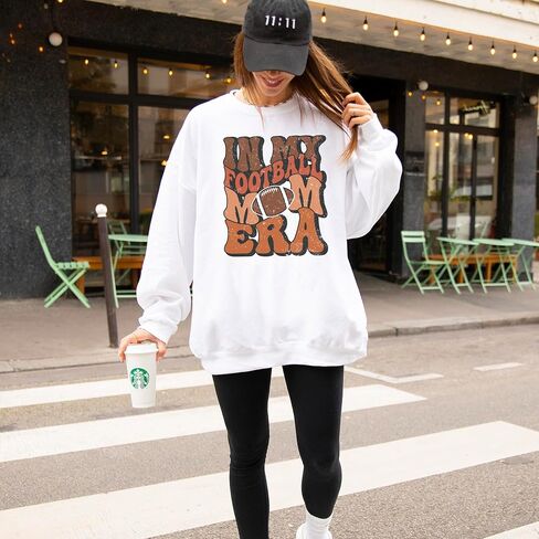 Olive Loves Apple Retro Distressed In My Football Mom Era Sweatshirt Comfy Sports Mama Game Day in Saudi Arabia