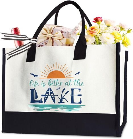 50th Birthday Tote Bag for Woman, 50 & Fabulous Bag for Grandma Wife Sister Mom, 17 x 11.8 x 7 Inches in Kuwait