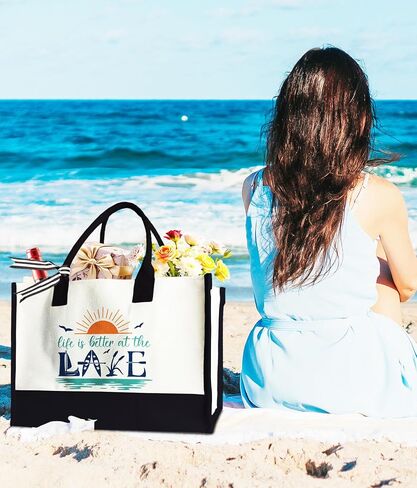 50th Birthday Tote Bag for Woman, 50 & Fabulous Bag for Grandma Wife Sister Mom, 17 x 11.8 x 7 Inches in Kuwait