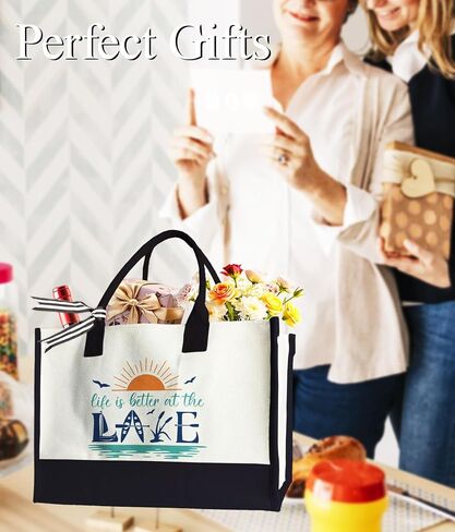 50th Birthday Tote Bag for Woman, 50 & Fabulous Bag for Grandma Wife Sister Mom, 17 x 11.8 x 7 Inches in Kuwait