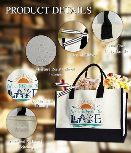 50th Birthday Tote Bag for Woman, 50 & Fabulous Bag for Grandma Wife Sister Mom, 17 x 11.8 x 7 Inches in Kuwait