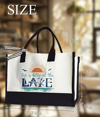 50th Birthday Tote Bag for Woman, 50 & Fabulous Bag for Grandma Wife Sister Mom, 17 x 11.8 x 7 Inches in Kuwait