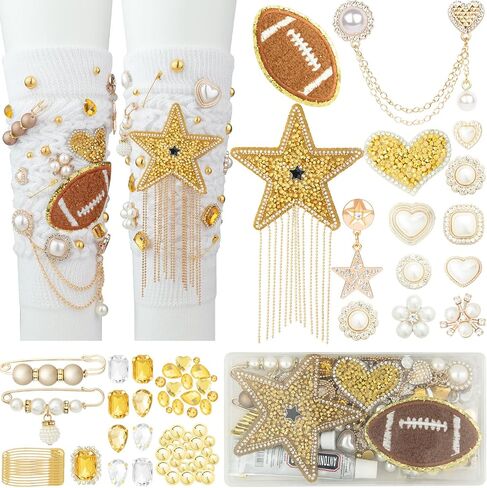 DoDoBeads 60 Pcs Junk Socks Charms Kit, Gold Charms for Socks, Brooches and Pins for Women, Charms for Socks Safety Pin, Junk Charms for Socks, Pearl Sock Charms, Rhinestone Junk Socks Charms in Kuwait