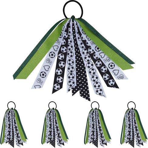 YKW 5 Pack Softball Hair Ties Ribbon Ponytail Holder for Girls - Sports Team Accessories with Baseball Stitching Pattern Scrunchies, Streamers Hair Bows Gift Set for Players, Fans, Mom (Softball) in Saudi Arabia