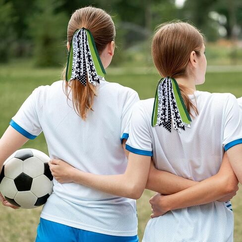 YKW 5 Pack Softball Hair Ties Ribbon Ponytail Holder for Girls - Sports Team Accessories with Baseball Stitching Pattern Scrunchies, Streamers Hair Bows Gift Set for Players, Fans, Mom (Softball) in Saudi Arabia