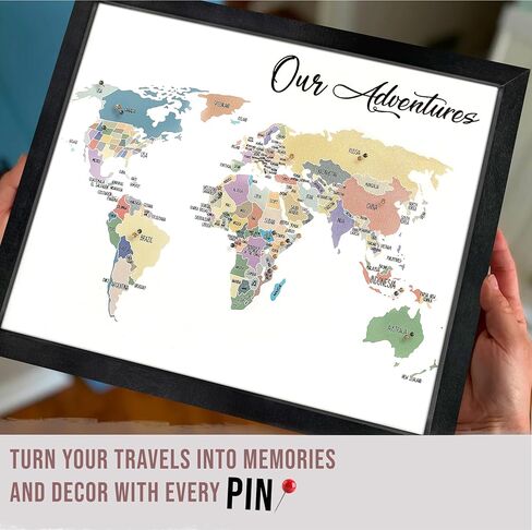 خريطة سفر flinelife USA مؤطرة بدبابيس، 12X10، خريطة سفر مغامراتنا، لوحة دبوس لخريطة السفر لـ 50 ولاية، خريطة سفر مثالية لهدية الأزواج in Kuwait