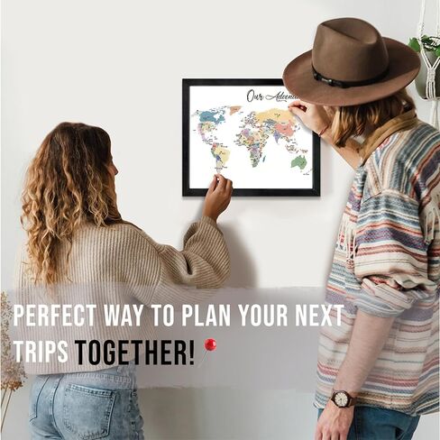 خريطة سفر flinelife USA مؤطرة بدبابيس، 12X10، خريطة سفر مغامراتنا، لوحة دبوس لخريطة السفر لـ 50 ولاية، خريطة سفر مثالية لهدية الأزواج in Kuwait