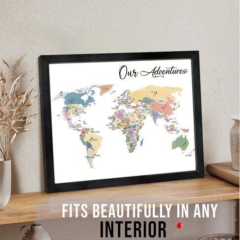 خريطة سفر flinelife USA مؤطرة بدبابيس، 12X10، خريطة سفر مغامراتنا، لوحة دبوس لخريطة السفر لـ 50 ولاية، خريطة سفر مثالية لهدية الأزواج in Kuwait