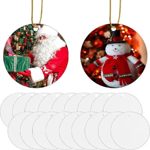 20pcs Metal Sublimation Ornament Blanks,Christmas Ornaments for Christmas Tree Decor,Sublimation Round Blanks Bulk for Heat Press Printing,DIY Handmade Crafts Double Sided Sublimation Ornaments (20) in Saudi Arabia