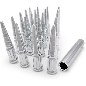 24 Pc Twisted Spline Spike Lug Nuts 7/16" Chrome for Chevy Belair Corvette 68-82 Impala Caprice 77-87 El Camino 64-81 in Saudi Arabia