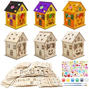 Fennoral 7 Pack Wooden Christmas House Craft Kit for Kids Make You Own 3D Christmas House Kit DIY Paint Christmas DIY Art Craft for Christmas Art Projiect Christmas Party Decoration in Kuwait