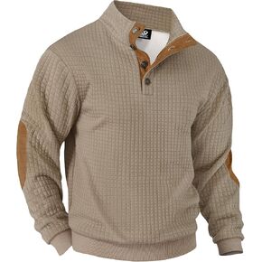 Men's Stand Collar Sweatshirt Vintage Fleece 1/4 Button Pullover (S-2XL) in Saudi Arabia
