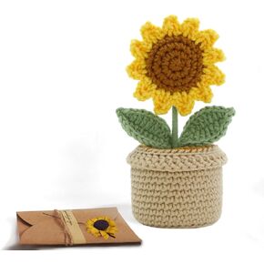 Mini Sunflower Handmade Retirement Gift, Emotional Sunflower Support Crochet, Birthday Present Idea - Knitted Decor, Teacher Appreciation Presents, Cute Birthday Gifts for Mom in Saudi Arabia
