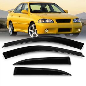 AJP Distributors 4PCS JDM Tape-On Side Window Visor Rain Guard Sun Shade Vent Aerodynamic Wind Deflector Shield Compatible/Replacement For Sentra B15 4-Door Sedan 2000 2001 2002 2003 2004 2005 2006 in Kuwait