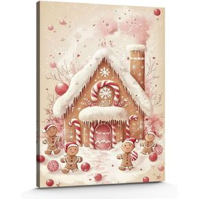 GSPQAZ Gingerbread House Christmas Wall Art - Festive Holiday Canvas Print for Vintage Christmas Decor 12x18inch-Unframed in Saudi Arabia