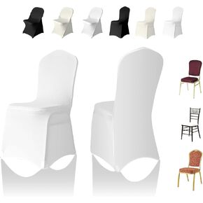 100 PCS Beige Universal Fitted Stretch Chair Cover,Wedding,Holidays,Banquet,Party (Ivory Folding Chair Cover) in Saudi Arabia