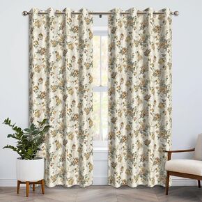 ستائر تعتيم زهرية بطول 84 بوصة مكونة من لوحتين - ستائر ريفية فرنسية، ستائر تعتيم غرفة معزولة حراريًا لغرفة المعيشة وغرفة النوم، 52 × 84 بوصة in Kuwait