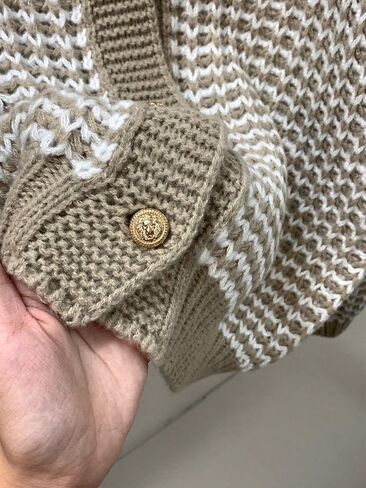 SISKIN Cardigan Sweaters for Women 2025, Button-Up V-Neck Waffle Knit Balloon Sleeve Oversized Cardigan in Kuwait