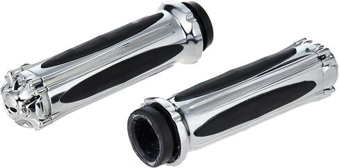 Kuryakyn 6295 Premium Handlebar Grips with Zombie End Caps and Throttle Boss for Dual Cable Throttle Control: 1982-2019 Harley-Davidson Motorcycles, Chrome, 1 Pair in Kuwait