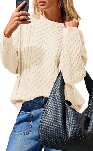 Arach&Cloz Women's Wool Blend Cable Knit Fall Winter Chunky Oversized Sweaters 2025 in Saudi Arabia