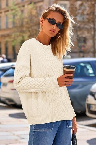 Arach&Cloz Women's Wool Blend Cable Knit Fall Winter Chunky Oversized Sweaters 2025 in Saudi Arabia