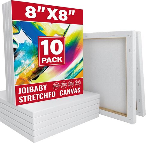 Stretched Canvas for Painting,10Pack 8X10 Inch Stretched White Blank Canvas,8 Oz Triple Primed 5/8" Profile Stretched Canvases,100% Cotton,Canvas for Painting, for Acrylics, Oils in Saudi Arabia