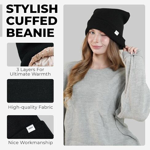 قبعات شتوية مبطنة بالساتان للنساء والرجال، قبعات شتوية دافئة من 3 طبقات لحماية الشعر in Kuwait