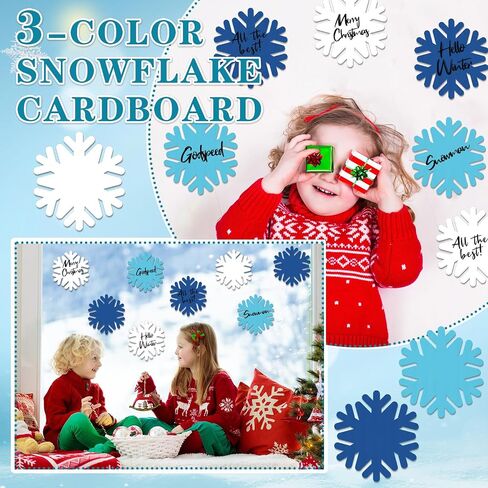 Qilery 100 Pcs Large Paper Snowflakes Cutouts with 2 Pcs Marker Pens Winter Snowflakes Bulletin Board Cutouts for Classroom Decor Xmas Winter Party Supplies in Saudi Arabia