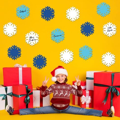 Qilery 100 Pcs Large Paper Snowflakes Cutouts with 2 Pcs Marker Pens Winter Snowflakes Bulletin Board Cutouts for Classroom Decor Xmas Winter Party Supplies in Saudi Arabia