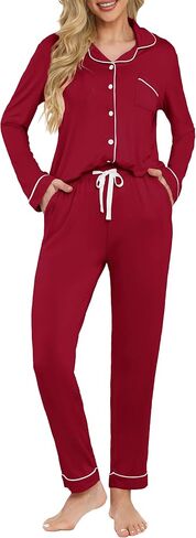 Women's Pajama Sets Long Sleeve Button Down Sleepwear Soft Pjs Lounge Sets for Women 2 Piece in Saudi Arabia