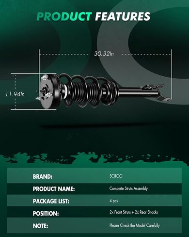 SCITOO Front and Rear Complete Struts Assembly Shock Absorber for Dodge Challenger 2012-2017,for Dodge Charger 2011-2017 Automotive Replacement Struts 272665 349065 5797 - Set of 4 in Saudi Arabia