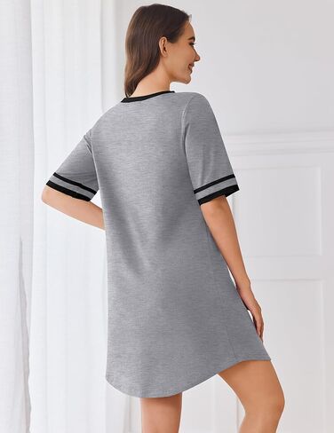 Ekouaer Cotton Nightgowns for Women Soft Sleepwear Comfy Short Sleeve Sleep Shirts Crew Neck Night Shirts with Pocket S-3XL in Saudi Arabia
