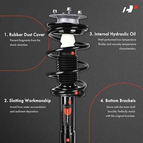 A-Premium Front Complete Strut & Coil Spring Assembly Compatible with BMW E60 [Sedan] 525i 2004-2007, 528i 2008-2010, 530i 2004-2007, 535i 2008-2010, w/o Sport Suspension, 2-PC Set in Saudi Arabia