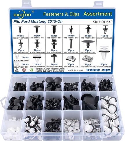 OAUTOO 190pcs fits Ford Mustang 2015-On Auto Body Interior and Exterior Retainer Fastener Clip Assortment in Saudi Arabia