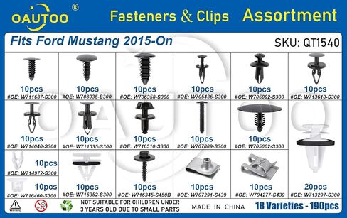 OAUTOO 190pcs fits Ford Mustang 2015-On Auto Body Interior and Exterior Retainer Fastener Clip Assortment in Saudi Arabia