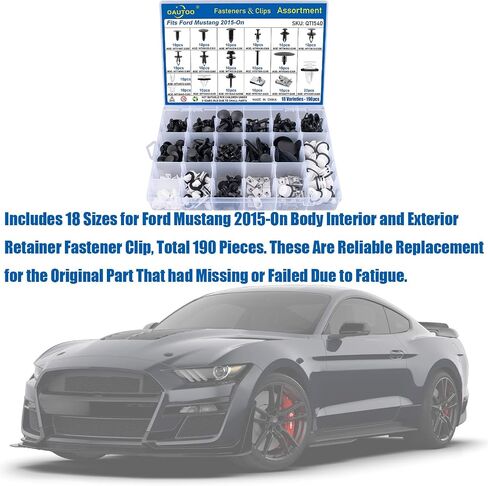 OAUTOO 190pcs fits Ford Mustang 2015-On Auto Body Interior and Exterior Retainer Fastener Clip Assortment in Saudi Arabia