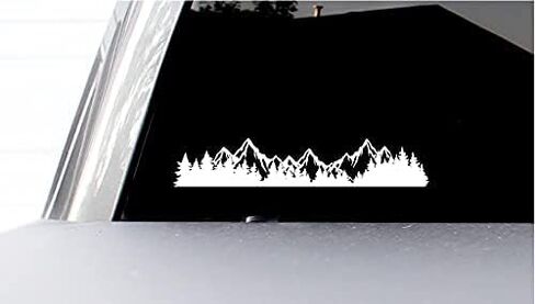 Decal Car Truck Mountain and Trees Window Emblem Graphic and great for Gifts 8.11" x 1.53" (Gloss White) in Saudi Arabia