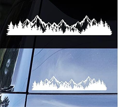 Decal Car Truck Mountain and Trees Window Emblem Graphic and great for Gifts 8.11" x 1.53" (Gloss White) in Saudi Arabia