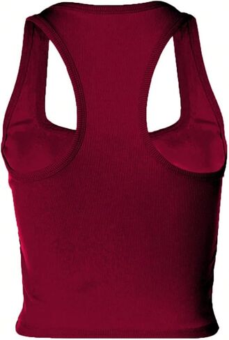 SHENHE Women's Ribbed Knit Rhinestone Letter Print Racerback Y2k Crop Tank Top in Saudi Arabia