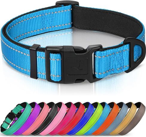 Joytale Reflective Dog Collar, Adjustable Neoprene Padded, Teal L in Saudi Arabia