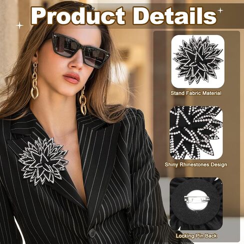 PATIKIL Flower Brooch Pin for Women, Rhinestone Rose Flower Brooch Dainty Fabric Floral Boutonnieres Corsage Lapel Pins for Women Wedding Party Dance Gift Clothes Accessories in Saudi Arabia