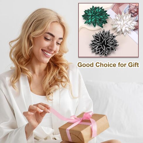 PATIKIL Flower Brooch Pin for Women, Rhinestone Rose Flower Brooch Dainty Fabric Floral Boutonnieres Corsage Lapel Pins for Women Wedding Party Dance Gift Clothes Accessories in Saudi Arabia